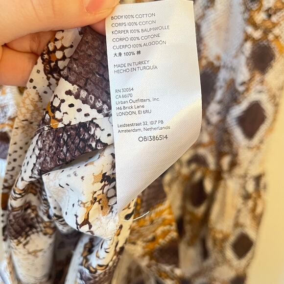 NWT Anthropologie Maeve Snake Print Maxi Dress Size 12 Brown Tan Button Front - Picture 12 of 15